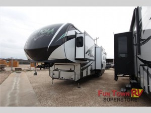 The KZ Venom toy hauler fifth wheel.